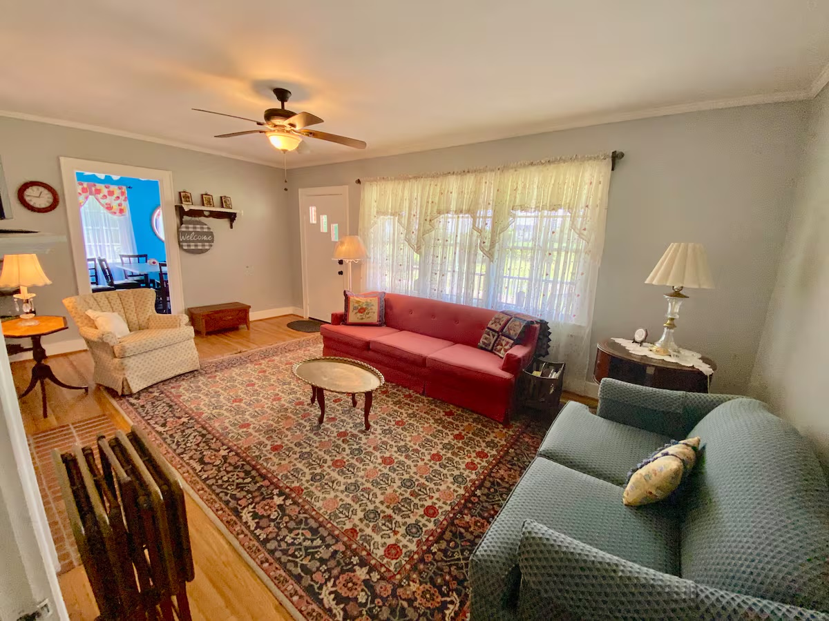 Comfortable living room inside Harrison House