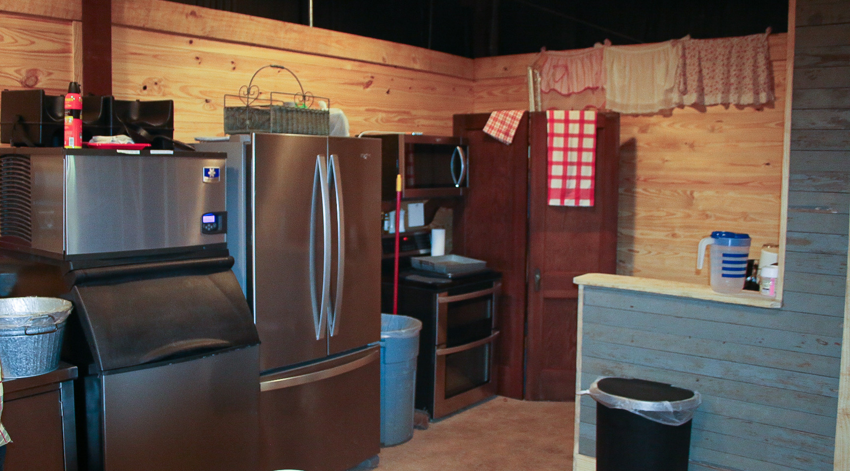 The kitchen and practical support area inside The Shed at Papa's Creek, Lavonia Georgia